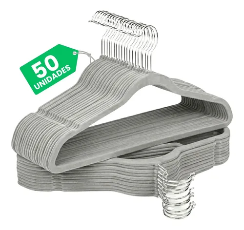 Kit Cabides Veludo De Roupa Antideslizante Slim Adulto 50 Un Cinza