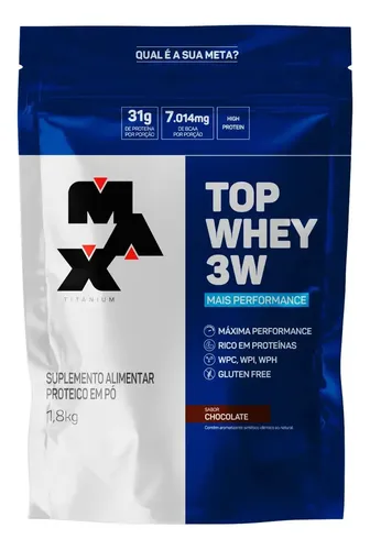 Max Titanium Top Whey 3w Mais Performance 1,8kg Sabor Chocolate