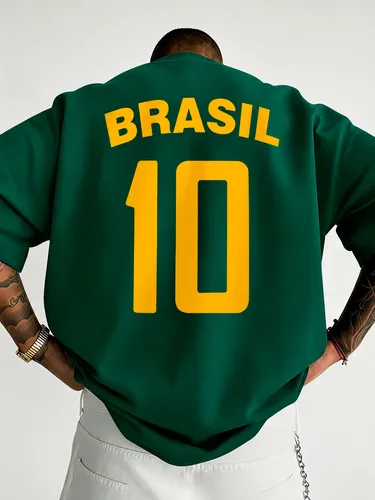 Camiseta Oversized Brasil Camisa Torcida Copa 2026 Hexa Over Verde Militar Gg