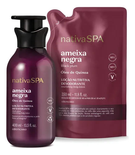 Combo Nativa Spa Ameixa Negra: Loção Corporal 400ml + Refil