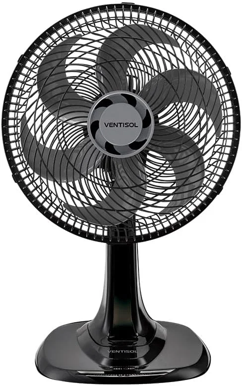 Ventisol Ventilador de Mesa Oscilante, Turbo 6 Pás Premium, Preto, 40cm, 127V