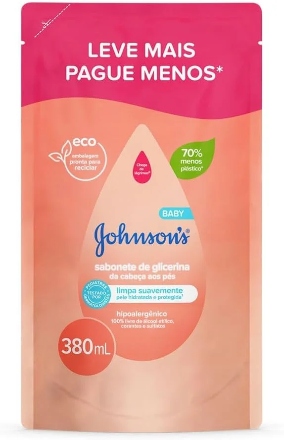 Sabonete Líquido Refil Glicerina Da Cabeça Aos Pés Johnson's Baby, 380ml