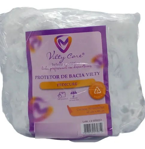 Protetor De Bacia Pedicure Descartável 68x68 Cm, 50 Unidades Branco