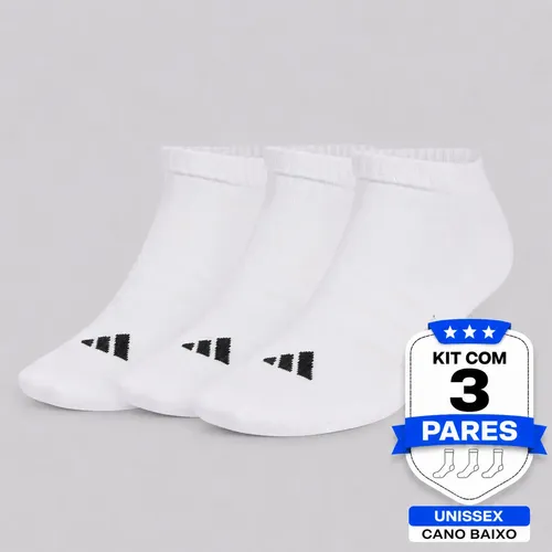 Kit Meia adidas Ess Low 3 Pares Branca E Preta