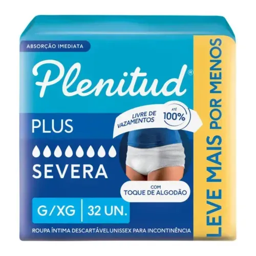 Roupa Íntima Descartável Plenitud Plus Fit G/XG 32 Unidades