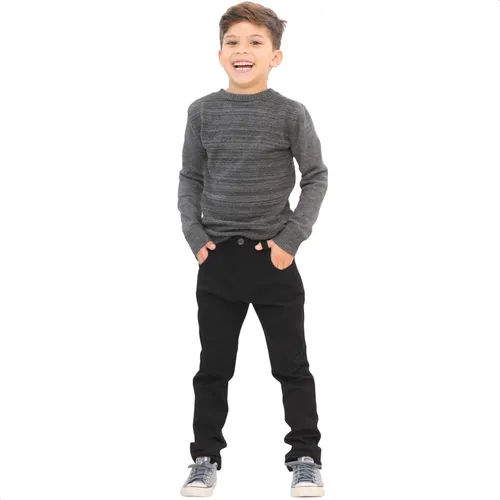 Calça Jeans Infantil Menino Com Lycra E Regulador 4 Ao 16 Preto 10