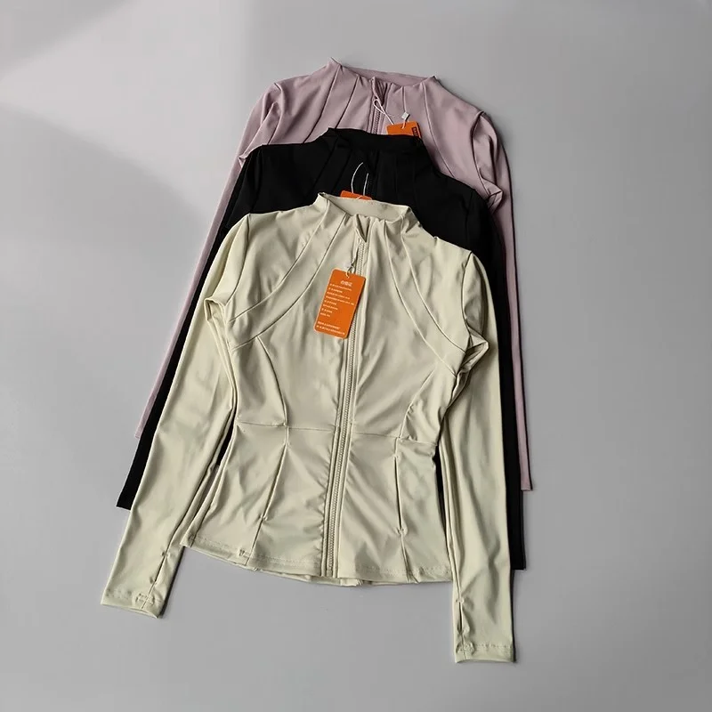 Mulheres Jaqueta Esportiva Zip Fitness Yoga Camisa Treino Correndo Casacos Quente Ginásio Manga Longa Superior Cardigan