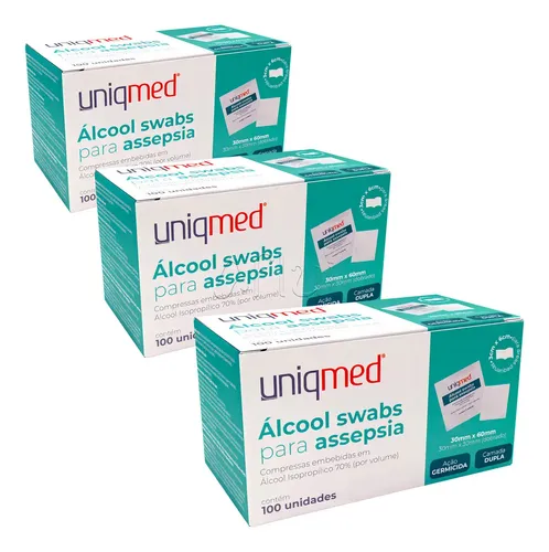 Álcool Swab 70% Saches Lenço Umedecido 300 Un - Uniqmed