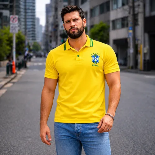 Camisa Gola Polo Do Brasil Selecao Brasileira Premium Hexa Amarelo G