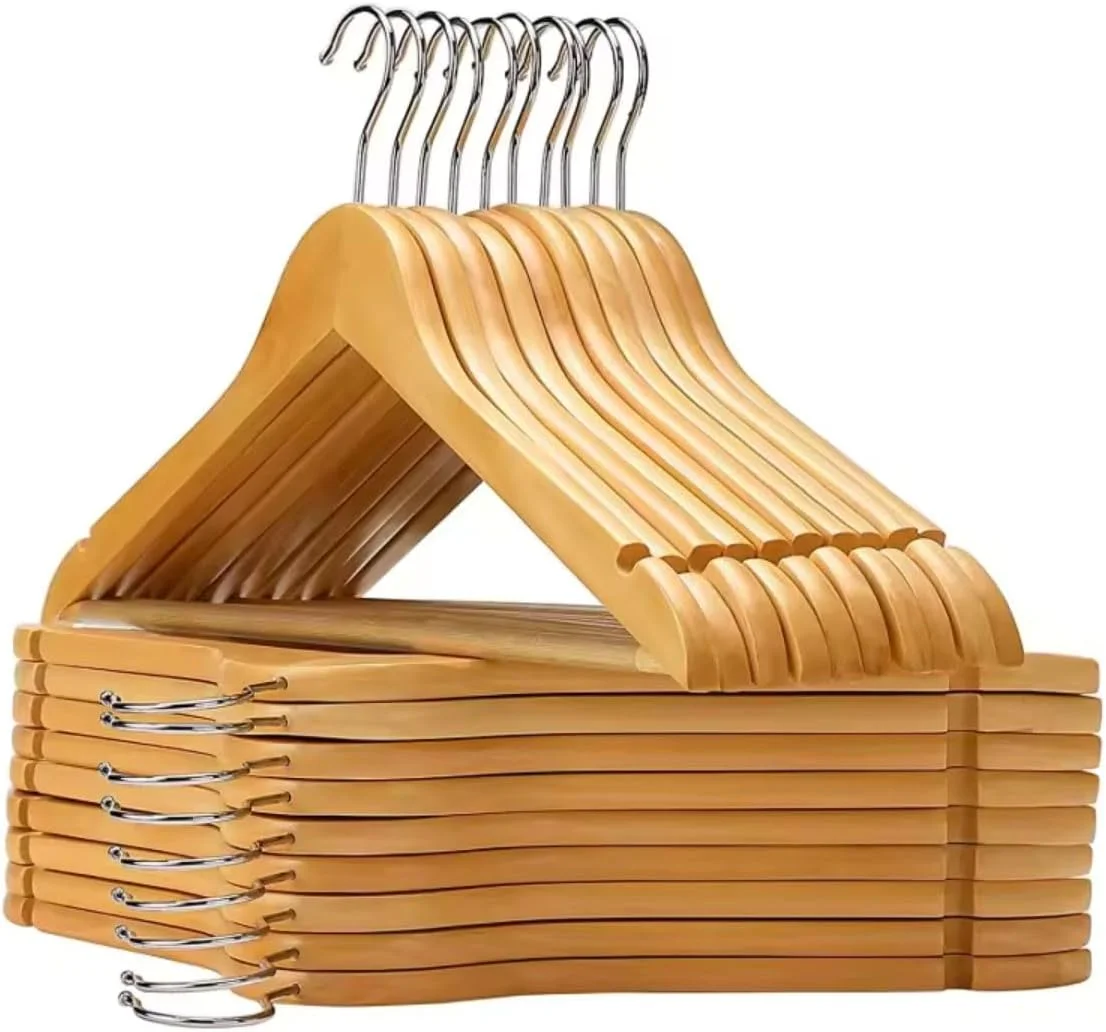 【Cozena】 Kit 10 Unidades Cabide de Madeira Premium – Elegância, Resistência e Organização - Gancho metálico resistente e giratório - Evita marcas, vincos e deformações