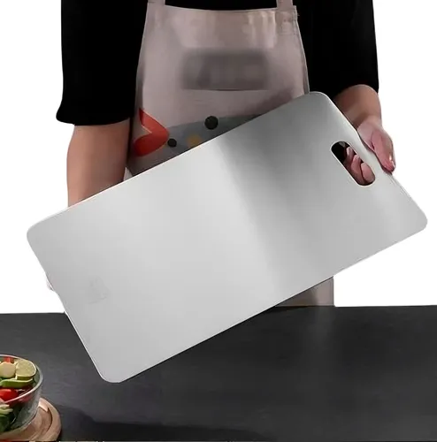 Tábua Inox Gourmet 34x23 Cm - Aço Inoxidável 304 Titânio 34x23cm Prateado