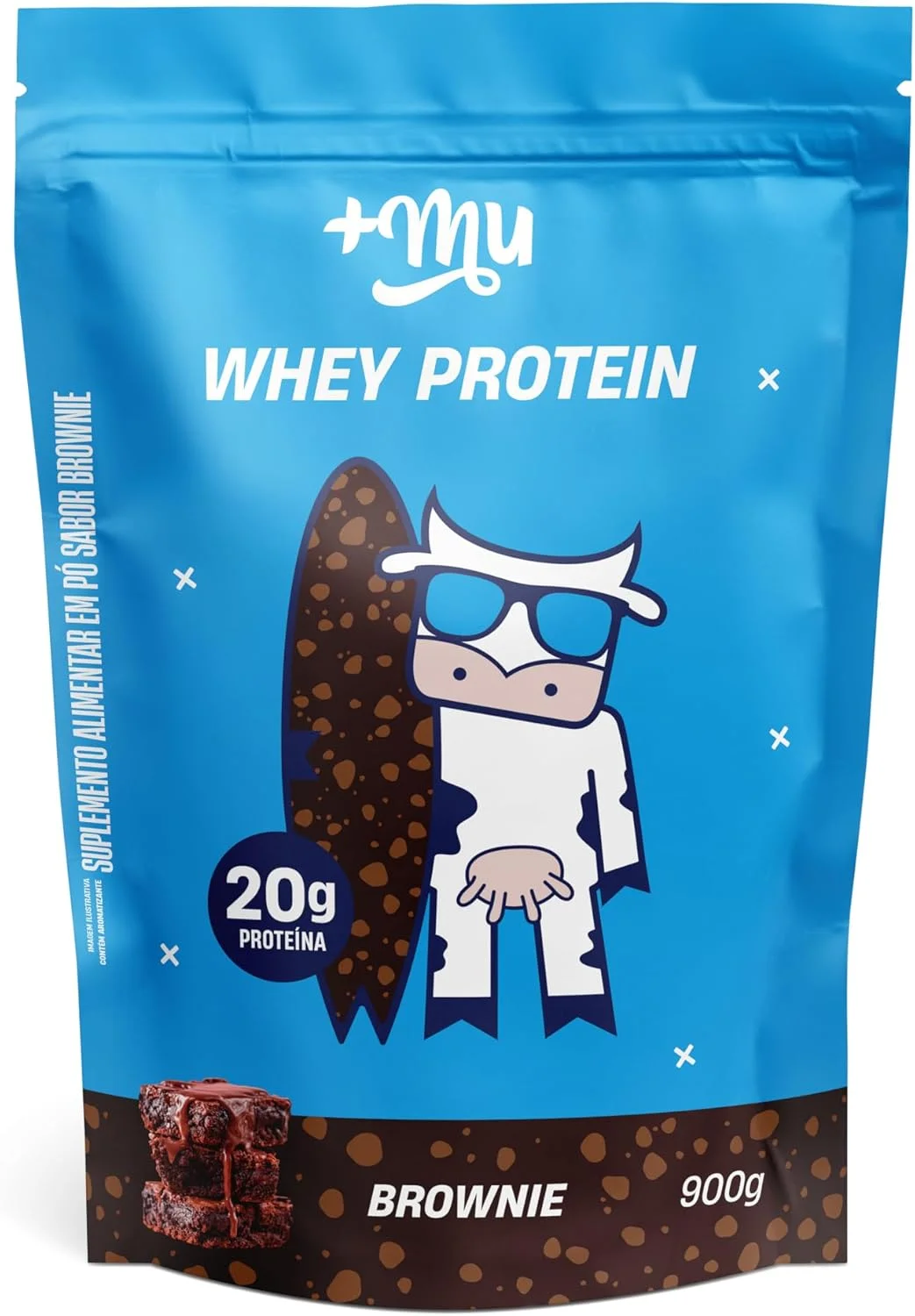 +Mu Whey Concentrado Sabor Brownie 20g Proteína - Refil 900g