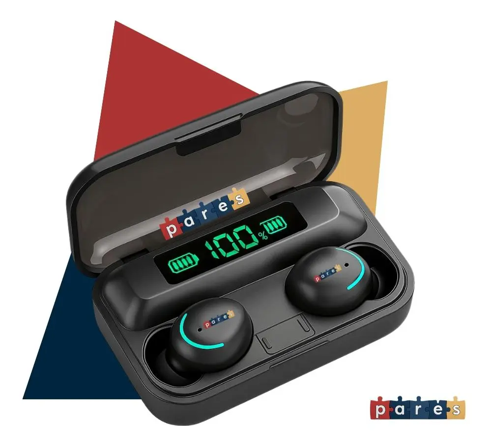 Fone De Ouvido Sem Fio Bluetooth F9-5 Pares Som Imersivo Powerbank Moderno Bateria Longa Duração Academia Compativel Com Todos Celulares Preto