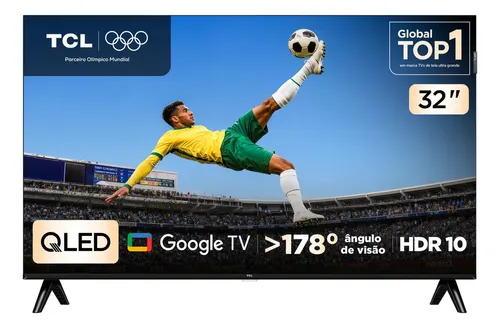Smart Tv Tcl 32 Polegadas Hd Qled S5k Wifi Bluetooth Google Tv 2 Hdmi Hdr10 Dolby Audio 32s5k