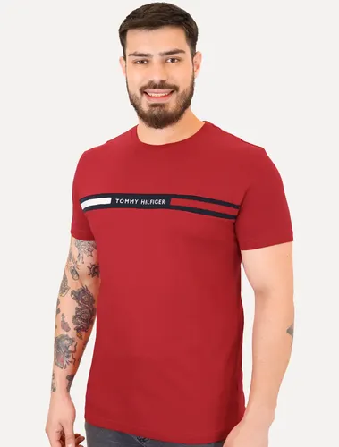 Camiseta Tommy Hilfiger Masculina Chest Insert Logo  Vermelha Escuro S/p