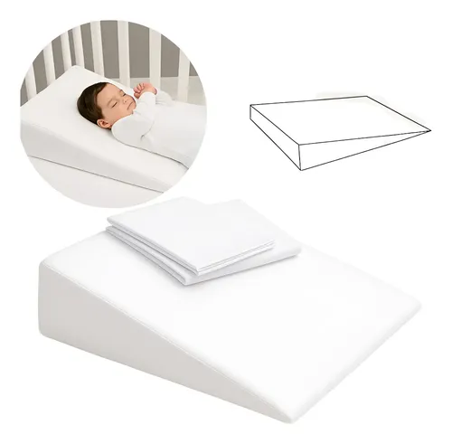 Bebê Travesseiro Anti Refluxo Rampa Berço Carrinho 2 Fronhas Branco