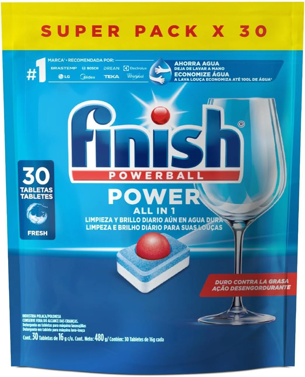 Finish Powerball Detergente para Lava Louças em Tabletes 30 unidades