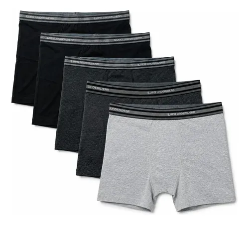 Kit 6 Cuecas Boxer Lupo Original Algodão Confortável 3 Pretos / 2 Chumbo / 1 Cinza Claro Liso P - 38/40