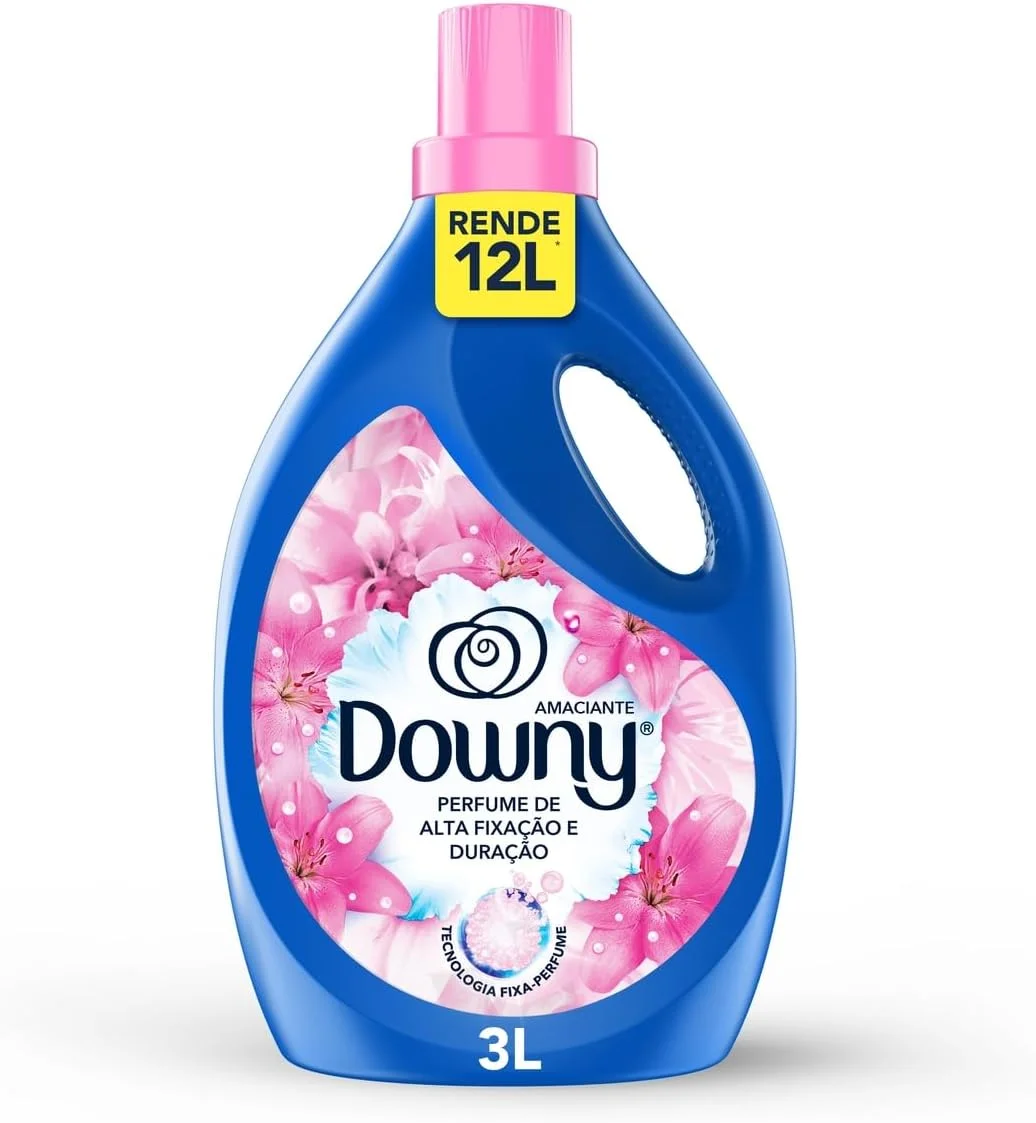 Downy Amaciante Concentrado Frescor Da Primavera 3L, Rende 12L, Perfume com Notas de Flores e Baunilha