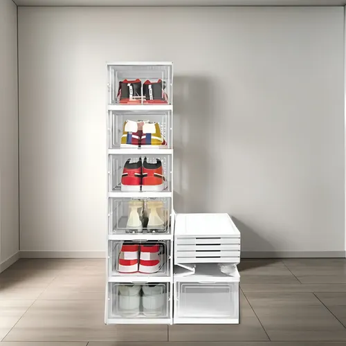 Sapateira Vertical Empilhável Caixa Sapato Tênis 6 Andares Cor Branco