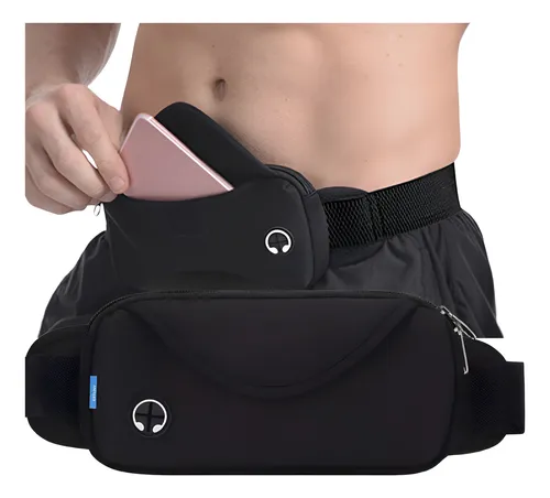 Pochete Esportiva De Corrida Slim Impermeável Celular Bike Preto Lisa