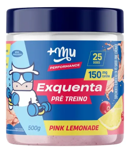 Pré Treino +mu Exquenta Sabor Pink Lemonade Com Cafeína Palatinose E Taurina - 500g Limonada