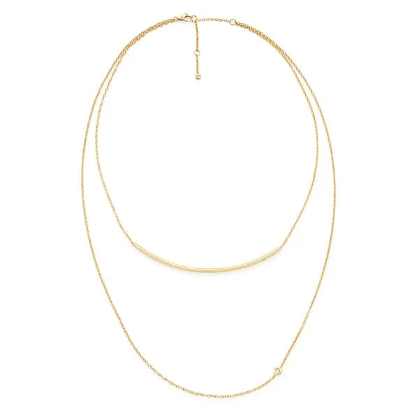 Colar de ouro amarelo 18K com diamantes - Duplo - Coleção Simplechic