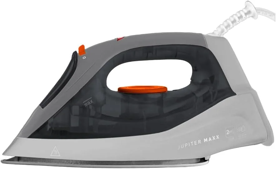 Ferro Mallory Jupiter Maxx 2 em 1: A Seco ou a Vapor – Base Antiaderente, 24 Saídas de Vapor, Salva Botões, Seletor de Temperatura, Cabo 360º e Reservatório de 260ml- 127V