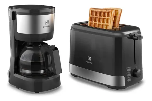 Cafeteira Elétrica Electrolux 15 Xícaras Ecm10 + Torradeira 8 Níveis Efficient Ets10 Kit Café Da Manhã Electrolux Preto 220v