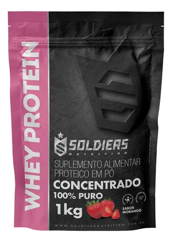 Whey Protein Concentrado 1kg Sabor Morango Soldiers Nutrition
