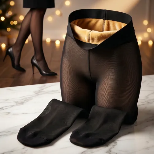 Meia Calça Térmica Forrada Translúcida Peluciada Feminina Preto Un