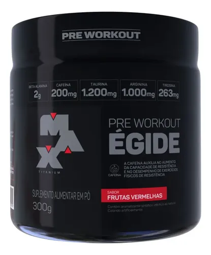 Pre Treino Égide 300g Max Titanium Sabor Frutas Vermelhas Suplemento Alimentar Em Pó