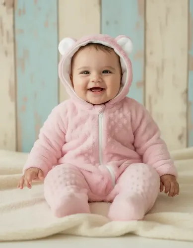 Macacão Urso Pipoquinha Bebê Com Capuz Soft Peludinho Capuz Rosa G
