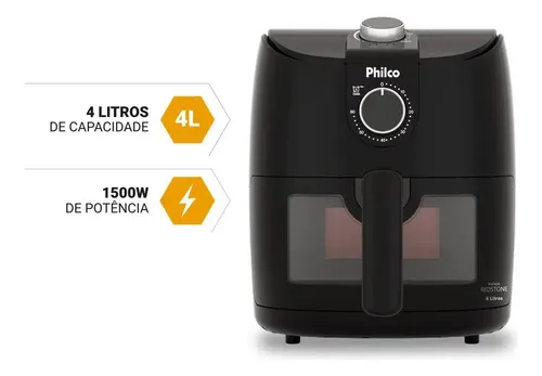 Fritadeira Air Fryer Philco 4l Redstone 1500w Paf40a Preto 127v