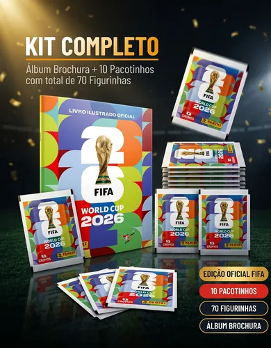 Kit 70 Figurinhas + Álbum Copa Do Mundo Fifa 2026 Panini Brochura C/ 70 Figurinhas