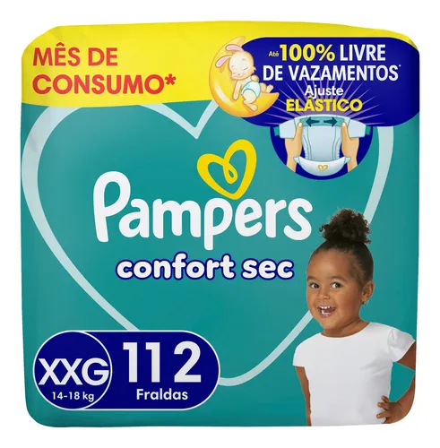 Fralda Pampers Confort Sec Tamanho Xxg 112 Unidades Xgg Sem Gênero