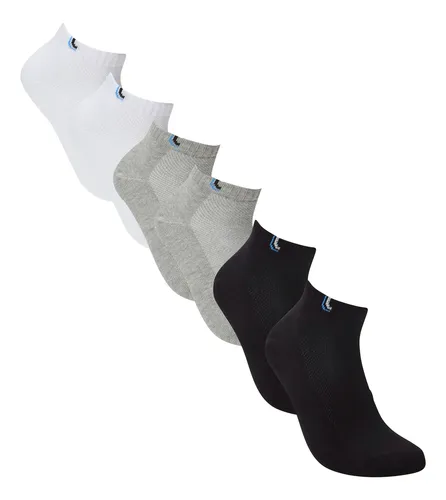 Kit 6 Pares De Meias Cano Curto Unissex Sport Lupo Branco / Cinza / Preto Liso 37-40