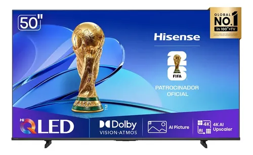 Smart Tv Hisense Hi-qled 4k 50  Polegadas Com Processador Ai, Dolby Vision Atmos E Compatibilidade Alexa E Google - 50q6qvv