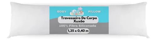 Travesseiro De Corpo Laribaby Antialérgico Xuxão Com Fronha E Zíper Branco 1,35 X 0,40 M 100% Silicone C/ Fronha Branca