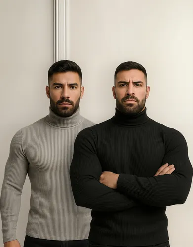 Kit 2 Blusa Cacharrel Masculino Gola Alta Canelado Camisas Preto + Cinza G