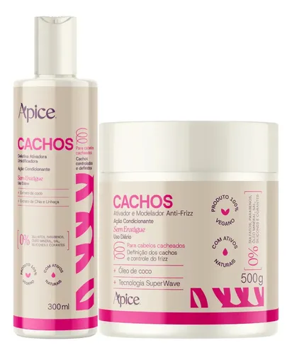 Kit Apice Cachos Nutritivo: Ativador Modelador E Gelatina Para Cabelos Cacheados E Crespos