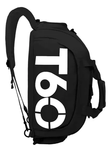 Mochila T60 Multiuso Impermeável Esportiva C Compartimentos Preto Lisa