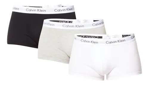 Kit 3 Cuecas Masculinas Boxer Cotton Calvin Klein 998 - Multi Liso M