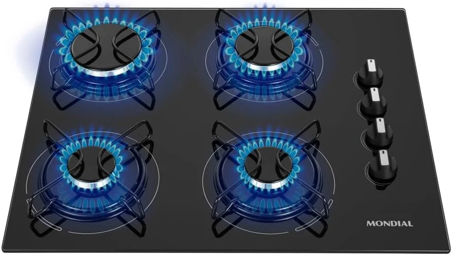 MONDIAL Cooktop a Gás, 4 Bocas, Preto/Inox, Bivolt - CTG-01