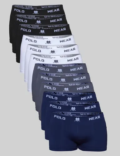Kit 12 Cuecas Boxer Polo Wear Masculino Microfibra Liso Preto / Branco / Cinza / Azul-marinho Liso M