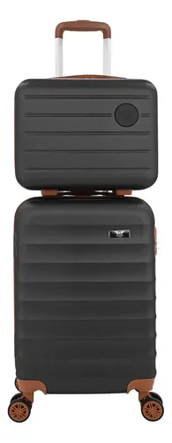 Kit Mala De Viagem Bordo Mão Pequena 10kg Abs Cadeado 360 Cor Preto Dubai