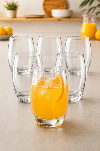 Jogo De Copos 6 Peças California Balão Aruba Redondo 450ml Vidro Transparente Água Suco Refrigerante Kit Mesa Posta Lava-louças