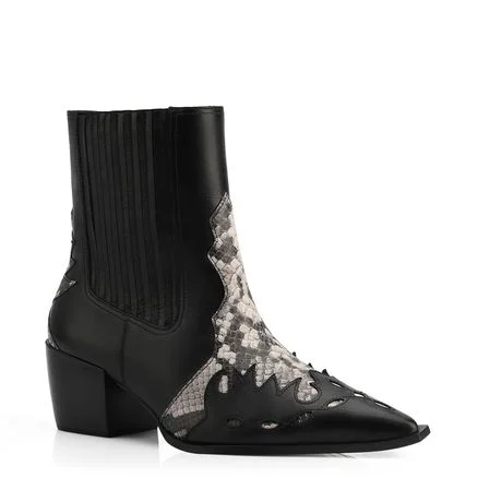 Bota Western - Couro Preto/Alt Python Preto