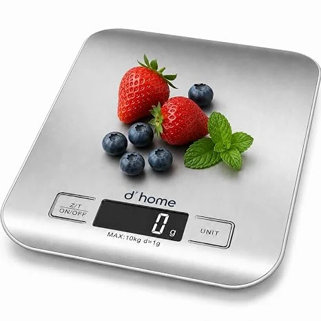 Balança de Cozinha Inox Digital para Alimentos Dieta Fitness Alta Precisão Resistente a Água Com Base Antiderrapante e Visor de Alta Definição Pesagem de 1g até 10kg Premium