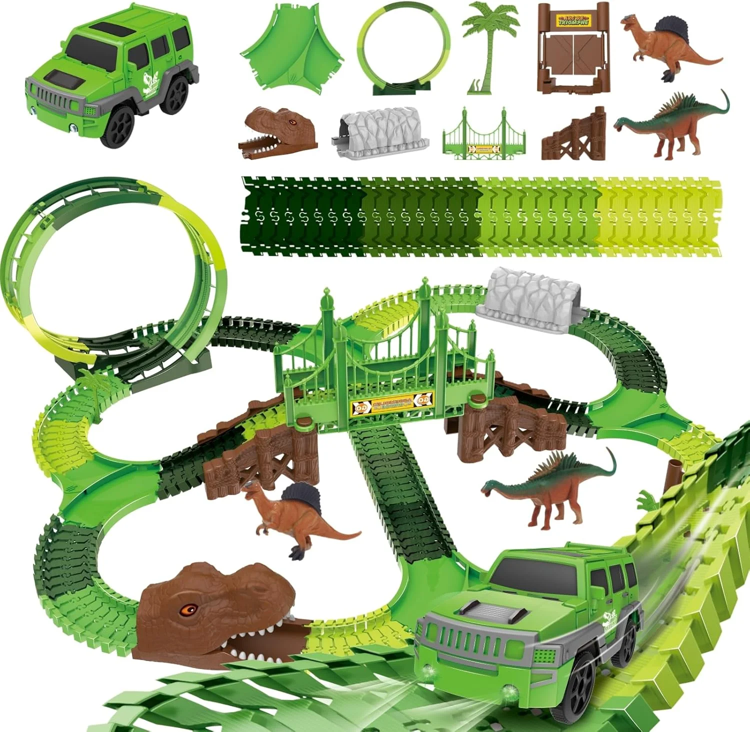 Pista Dinossauro Carrinhos com Looping Radical Túnel Brinquedo Luz e Som 92 Peças (92)